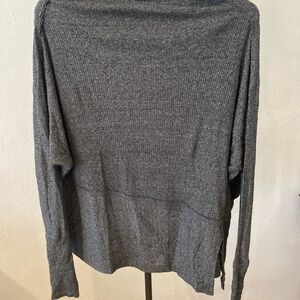 Free People Gray Ribbed Long Sleeve Tunic